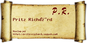 Pritz Richárd névjegykártya